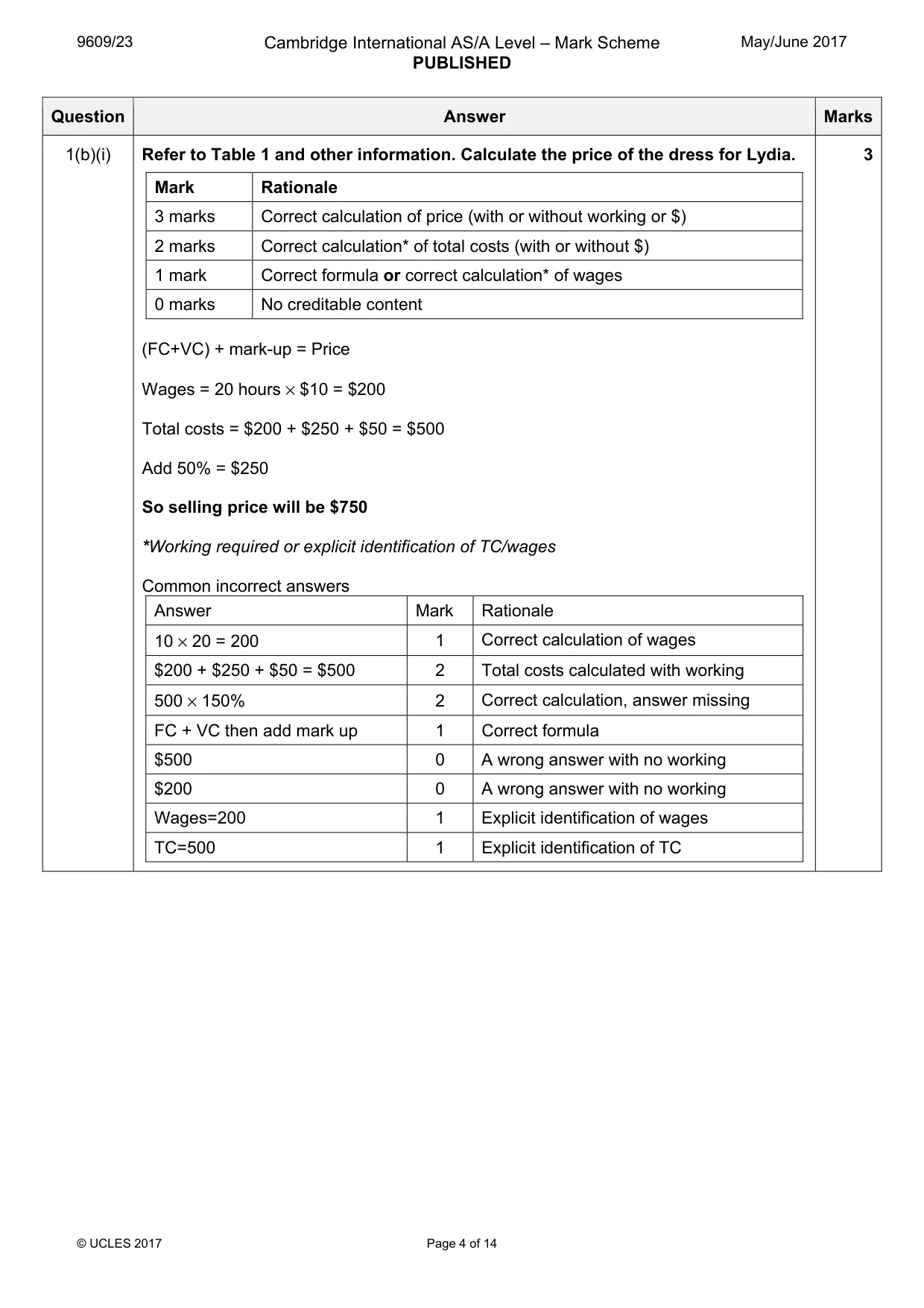 Mark scheme, page 4 of 14