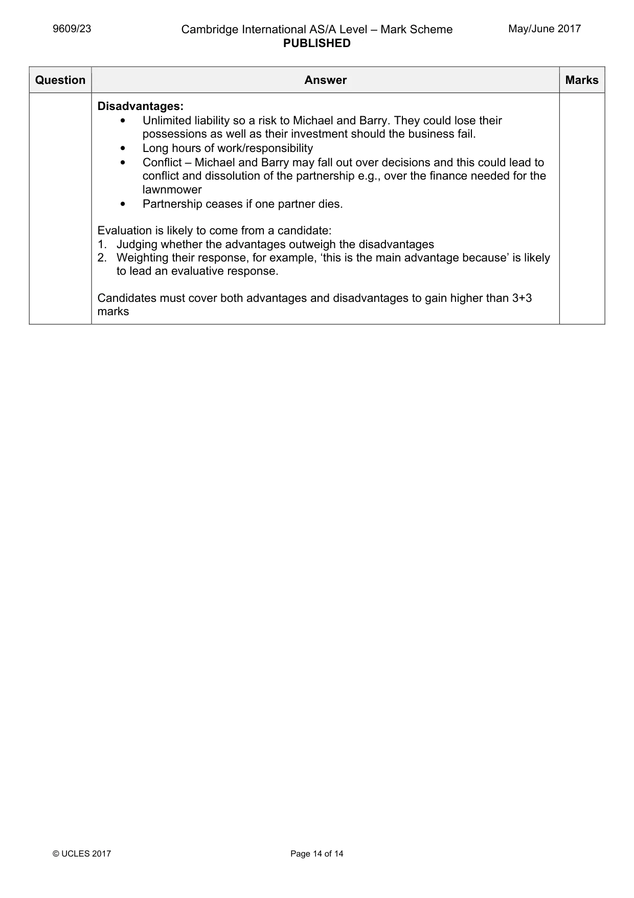 Mark scheme, page 14 of 14