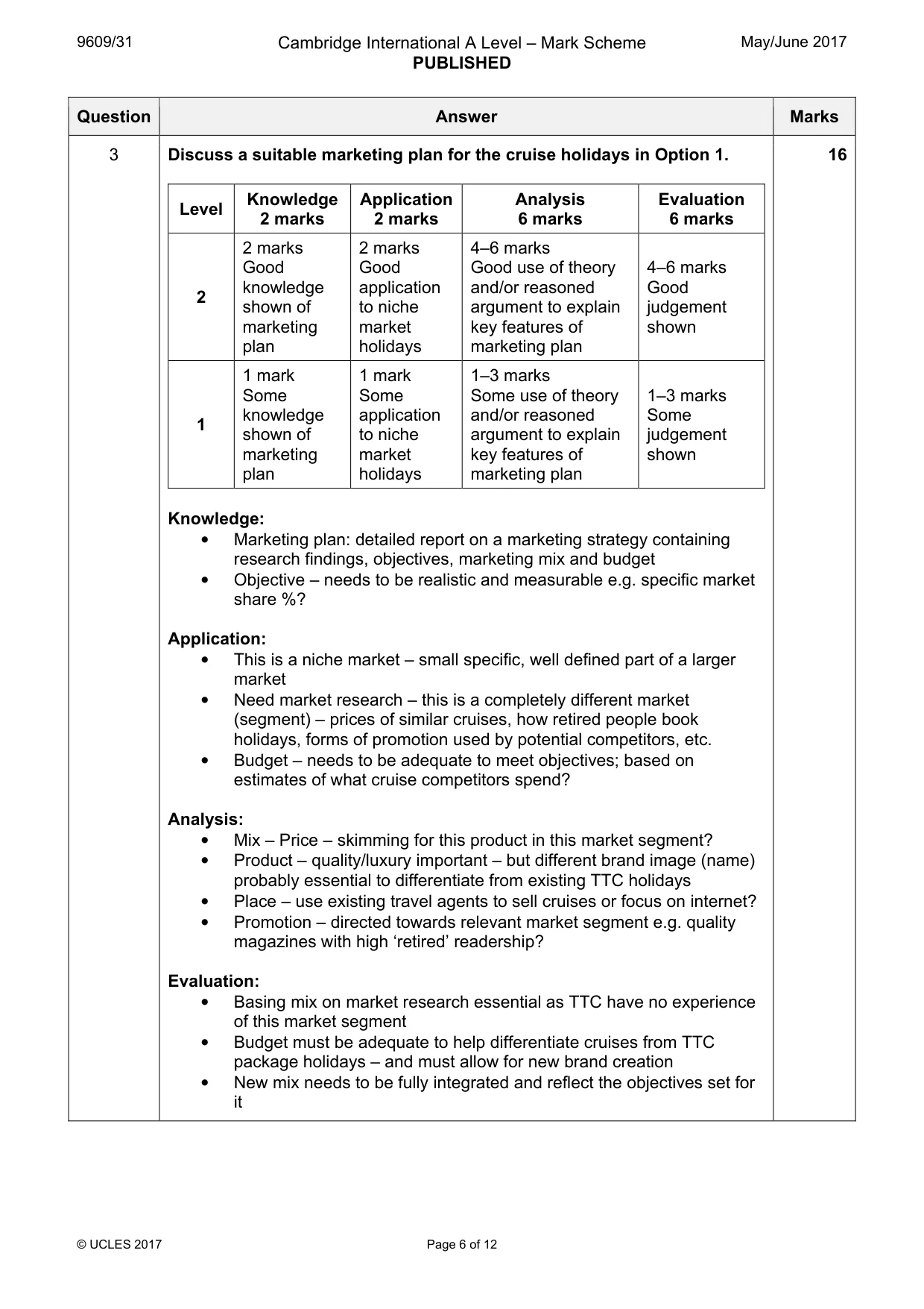 Mark scheme, page 6 of 12