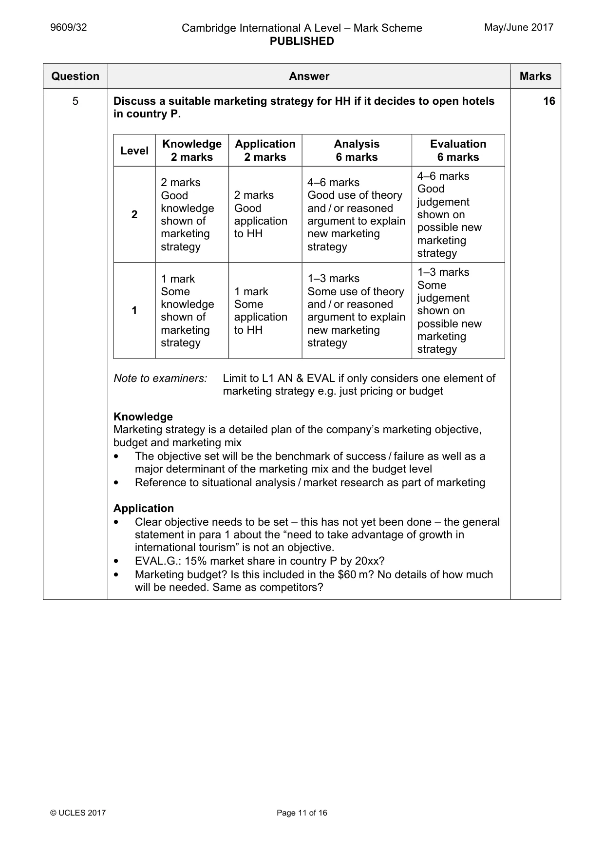 Mark scheme, page 11 of 16