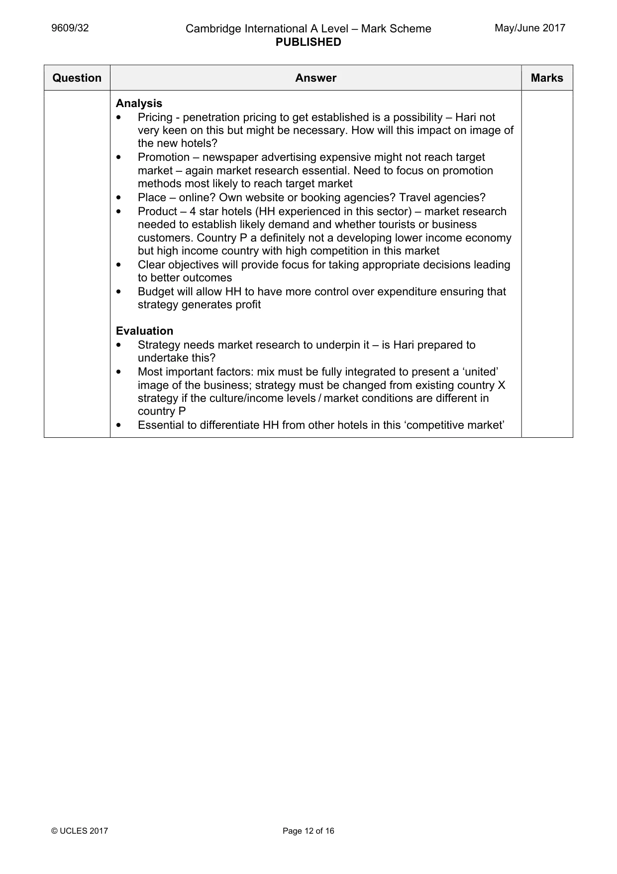 Mark scheme, page 12 of 16