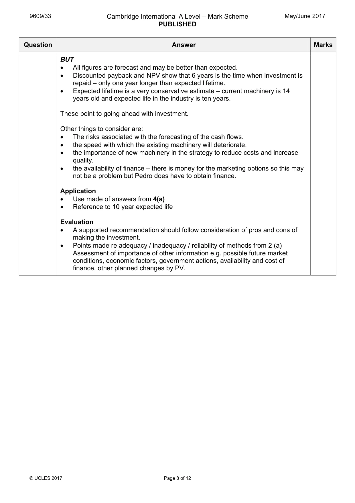 Mark scheme, page 8 of 12