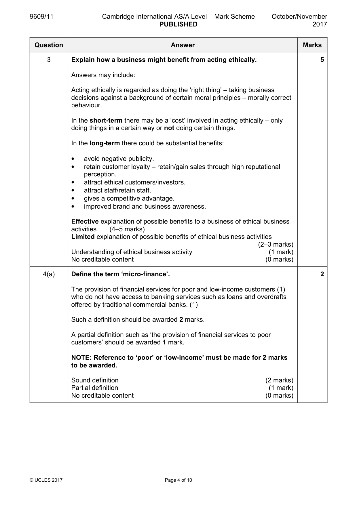 Mark scheme, page 4 of 10