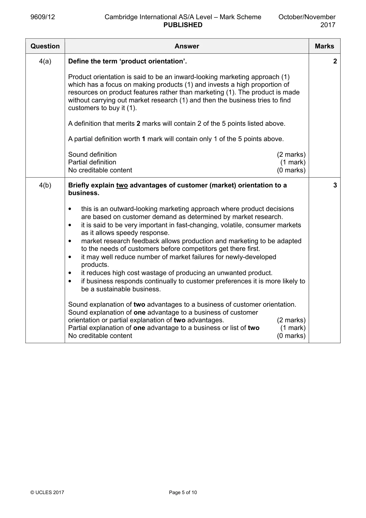 Mark scheme, page 5 of 10