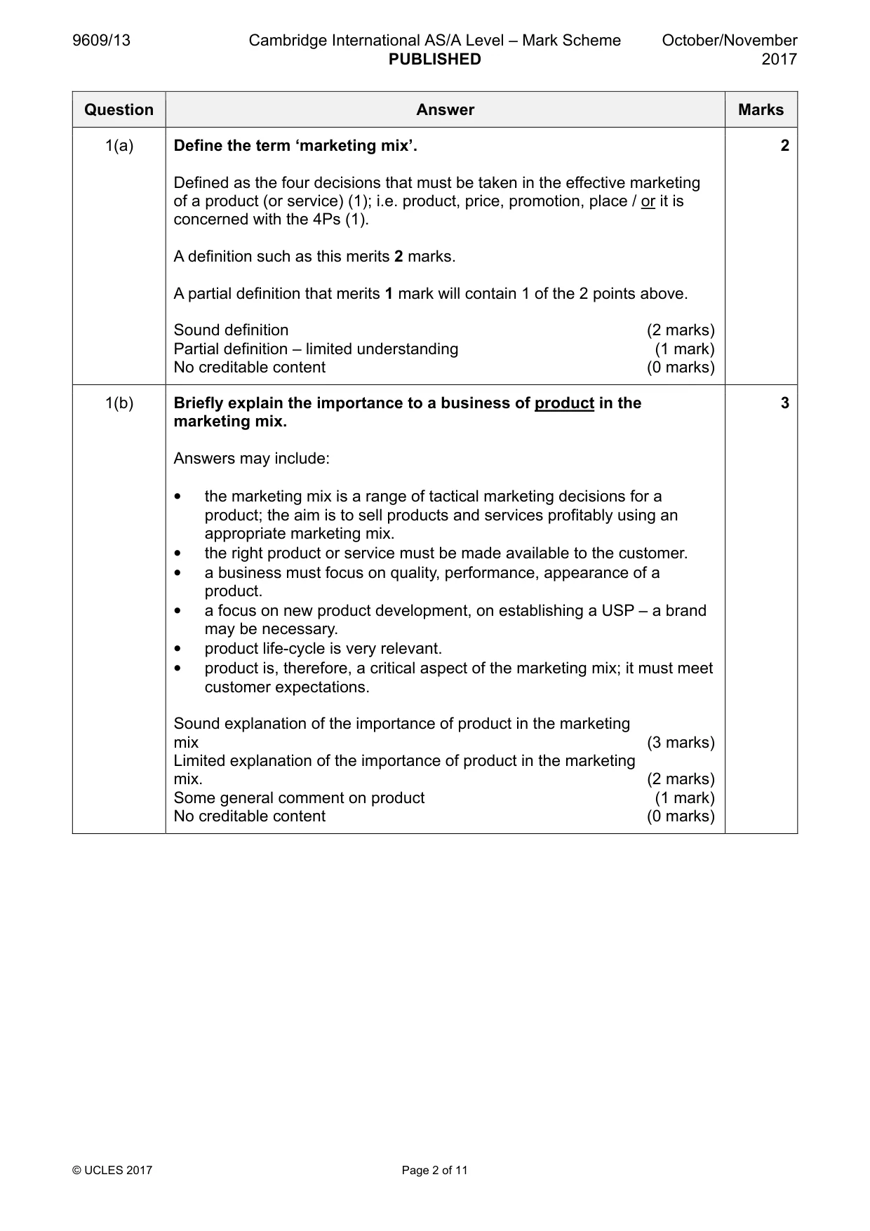 Mark scheme, page 2 of 11