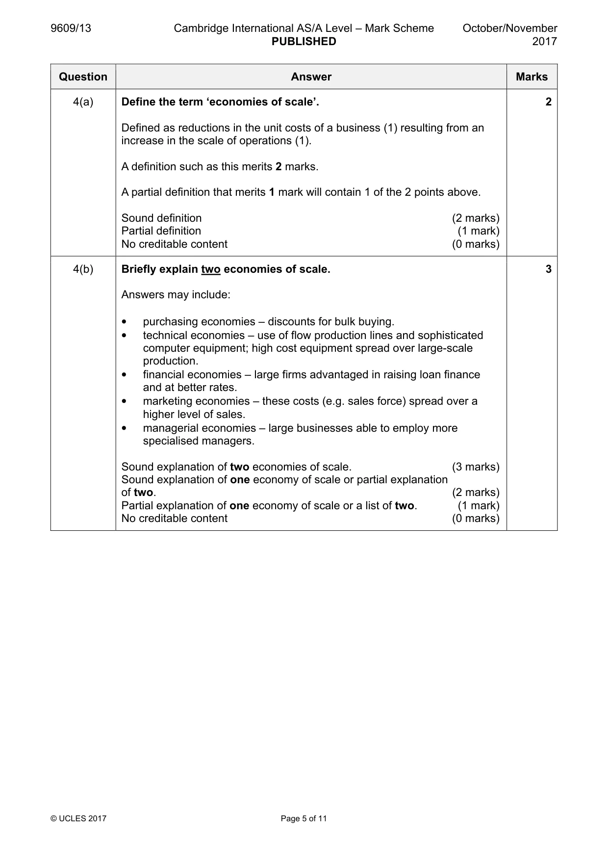Mark scheme, page 5 of 11