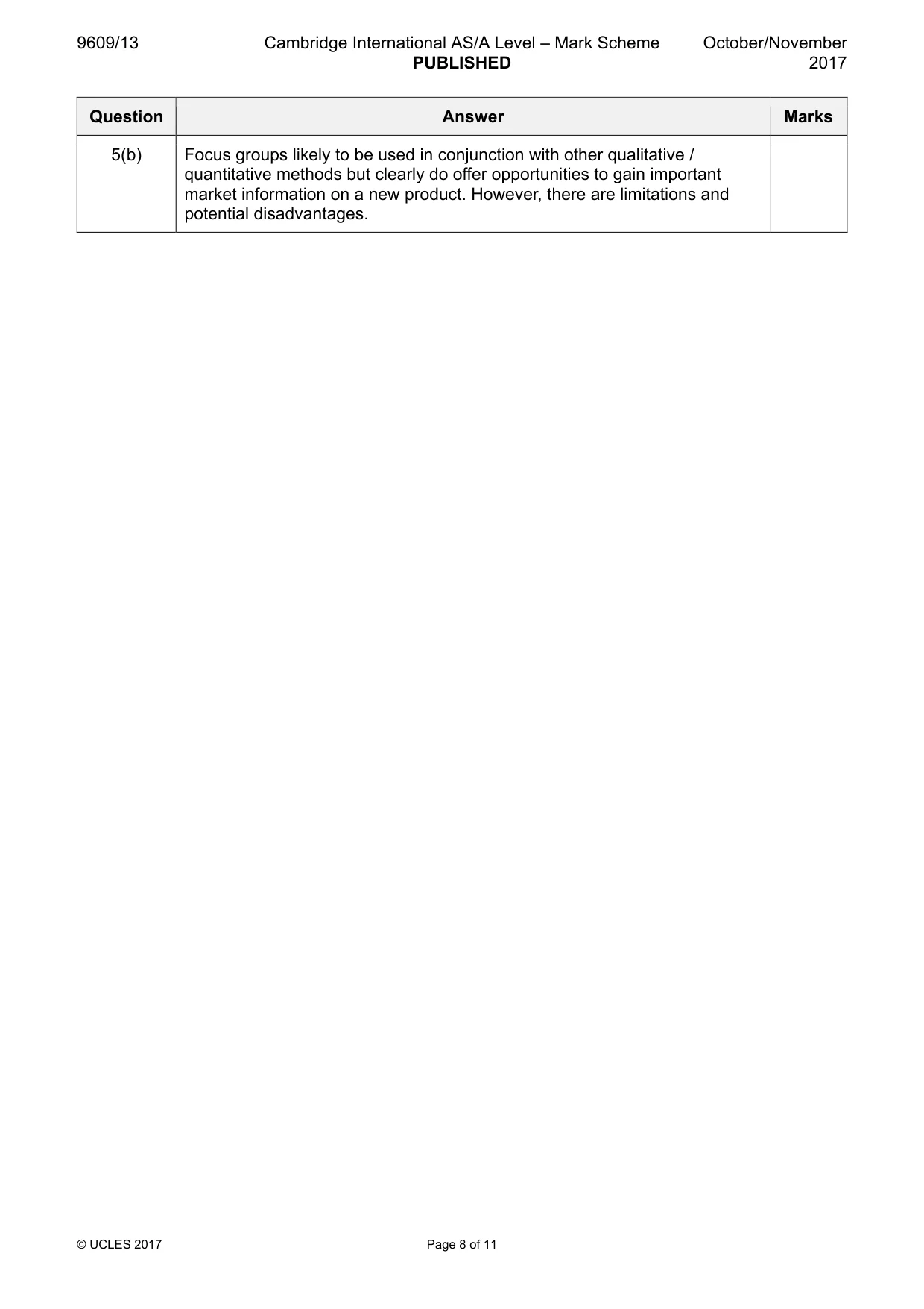 Mark scheme, page 8 of 11