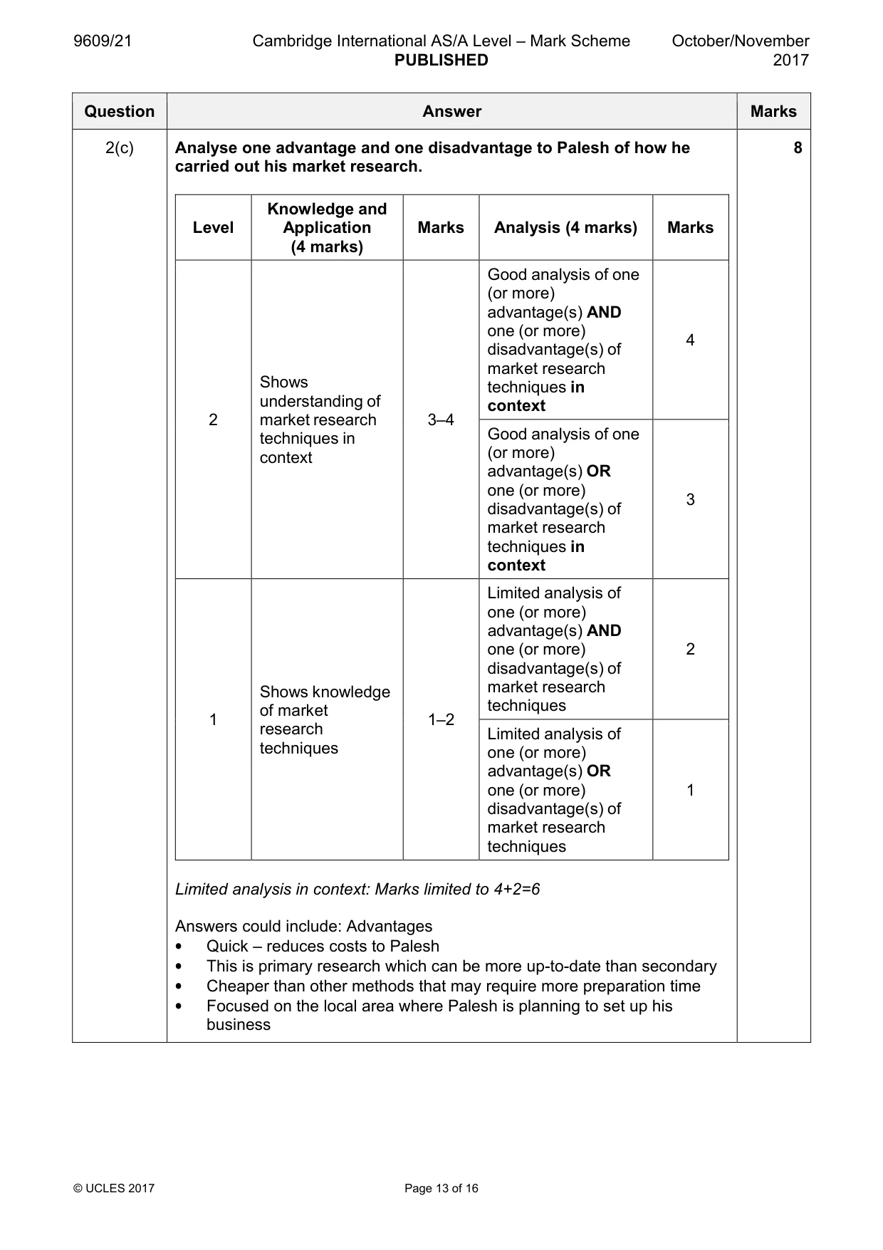 Mark scheme, page 13 of 16