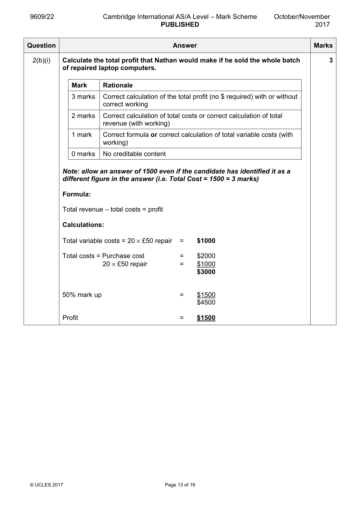 Mark scheme, page 13 of 19