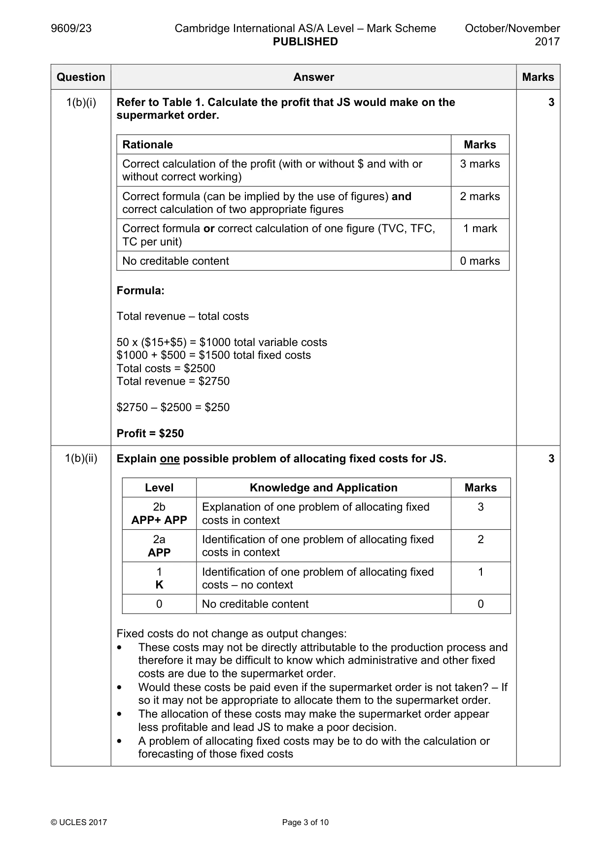 Mark scheme, page 3 of 10