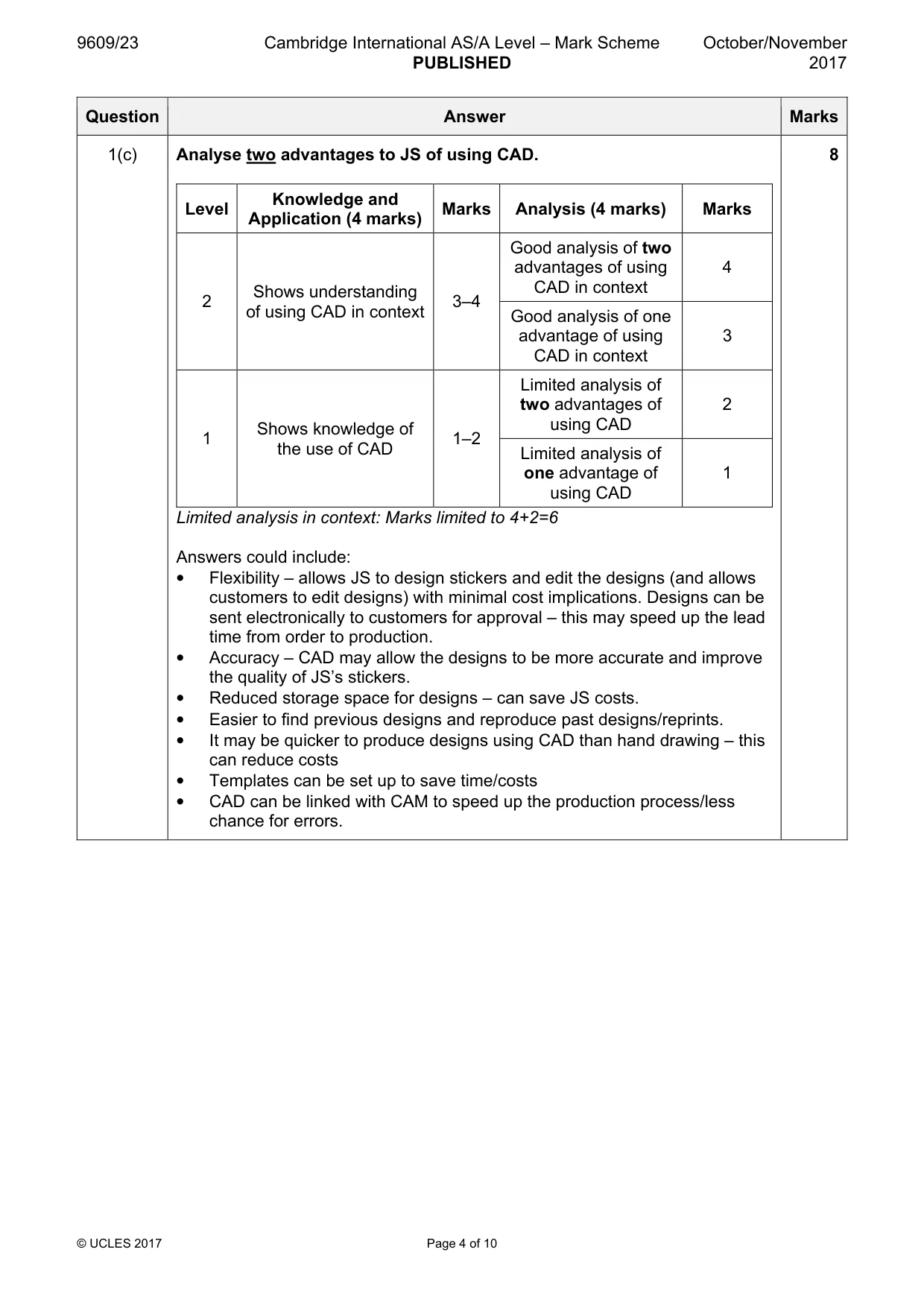 Mark scheme, page 4 of 10
