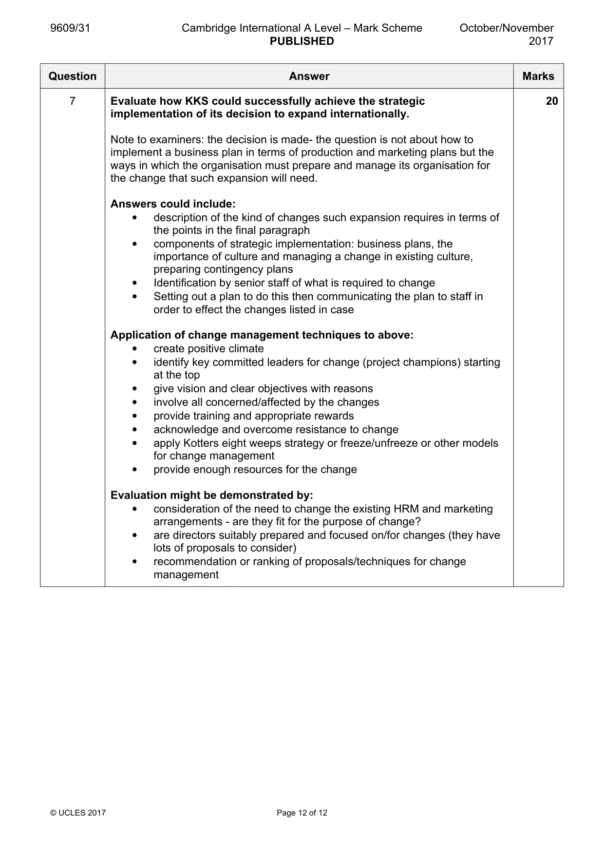 Mark scheme, page 12 of 12