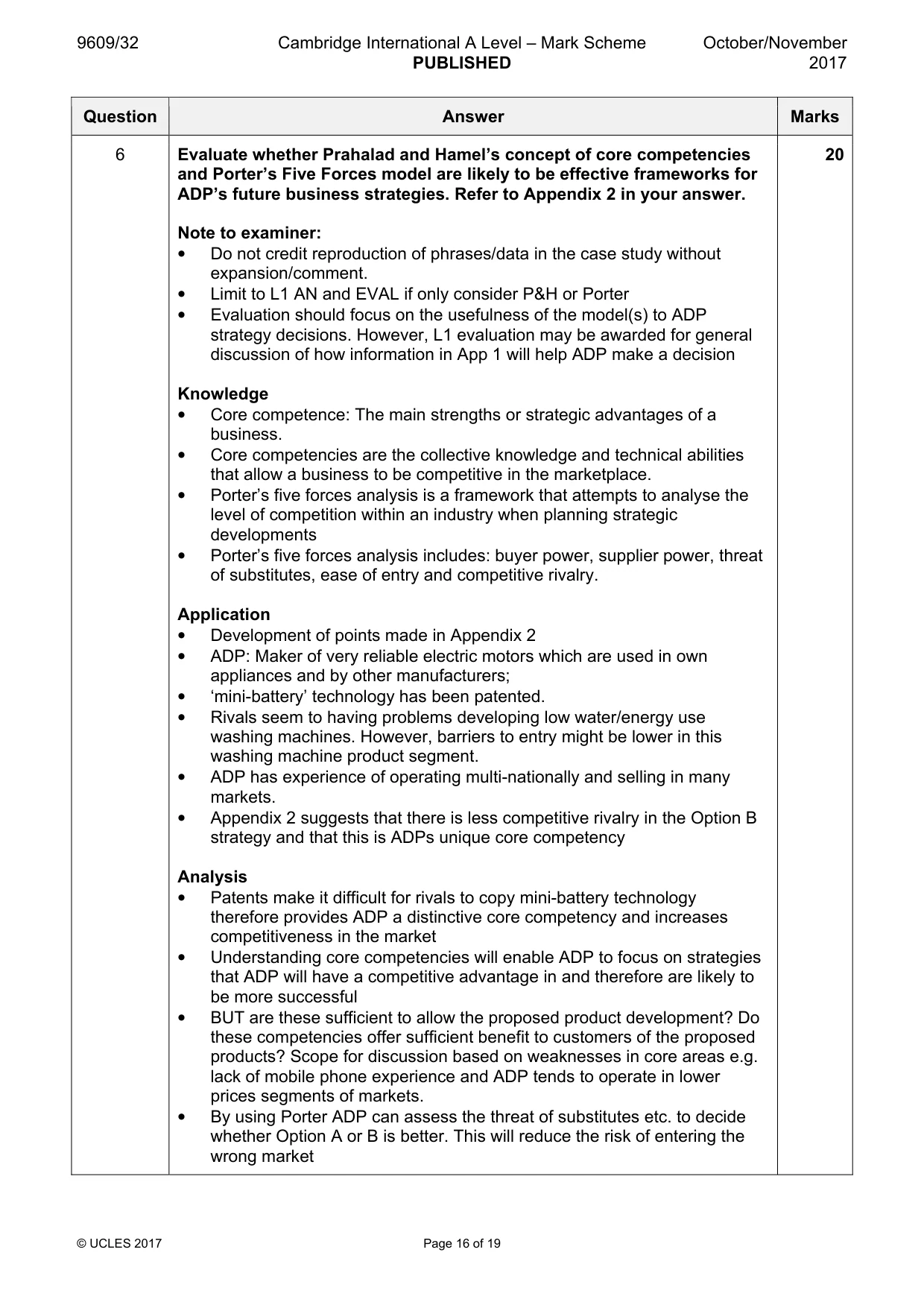 Mark scheme, page 16 of 19