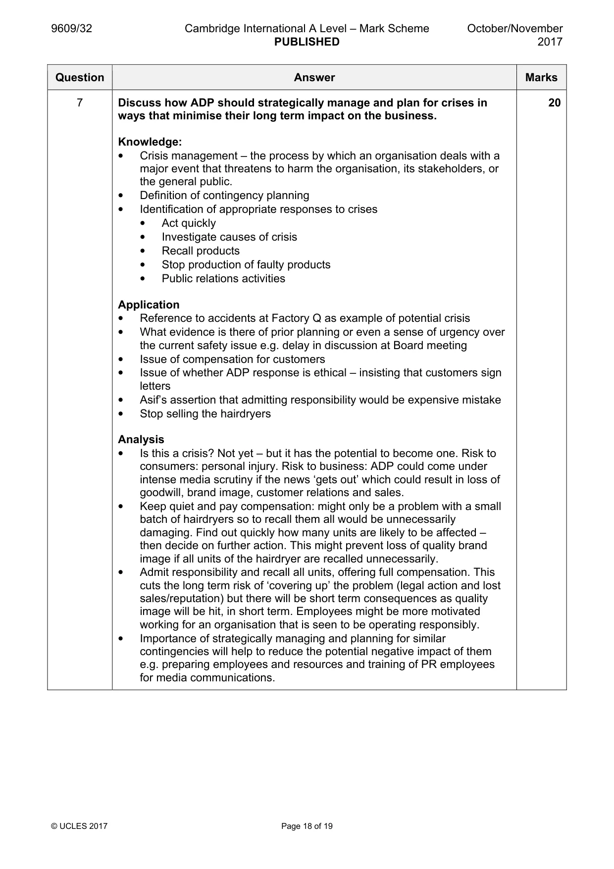 Mark scheme, page 18 of 19