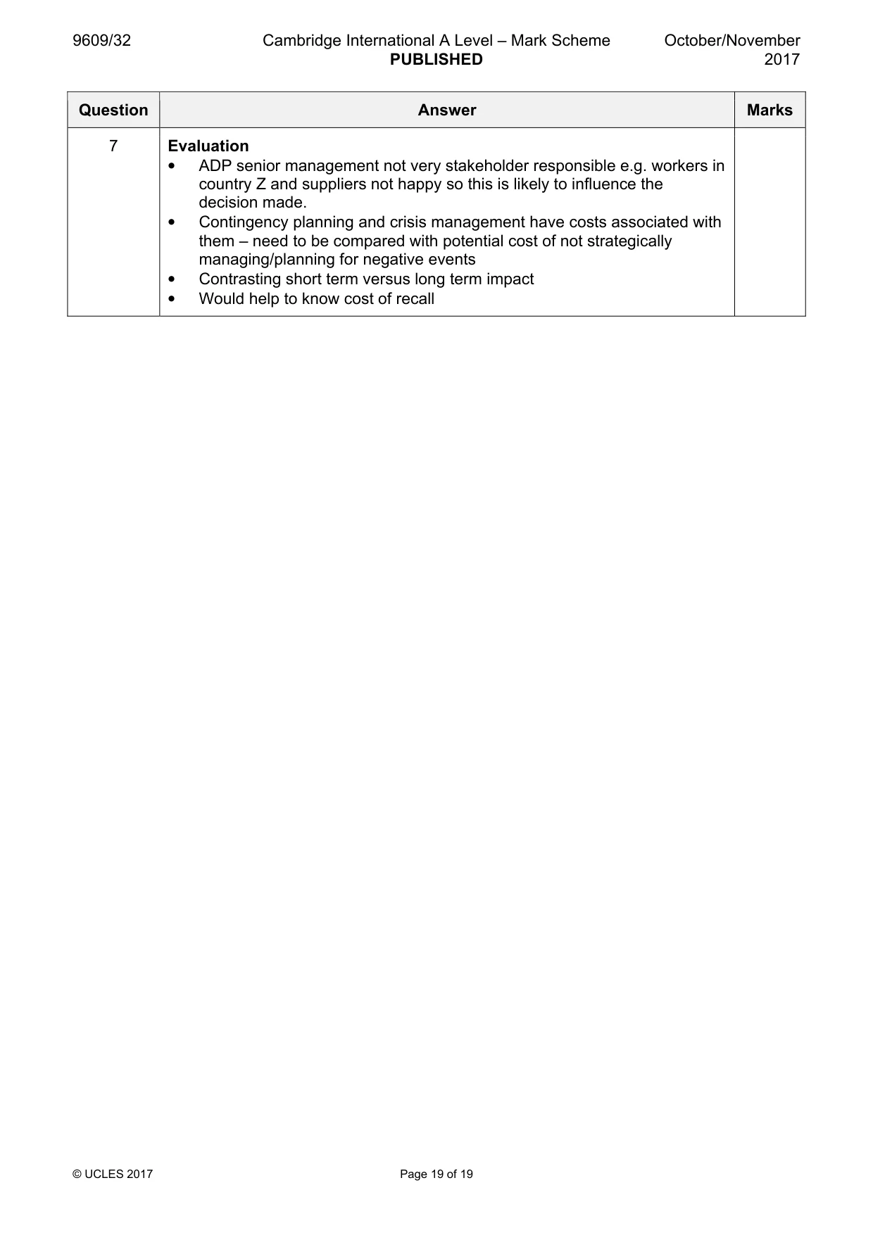 Mark scheme, page 19 of 19