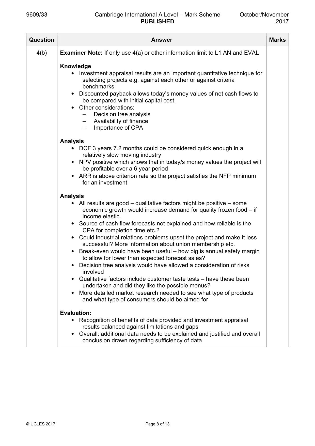 Mark scheme, page 8 of 13