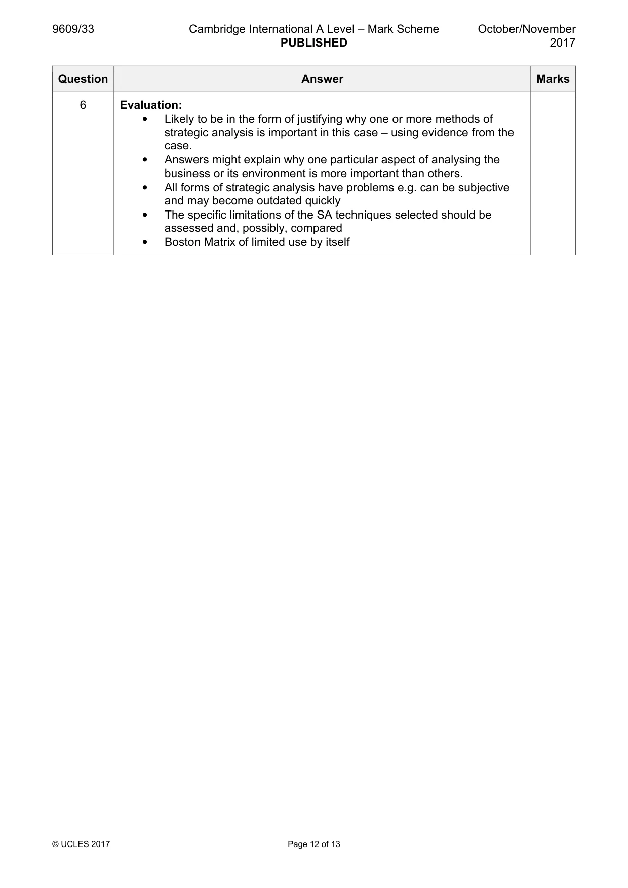 Mark scheme, page 12 of 13