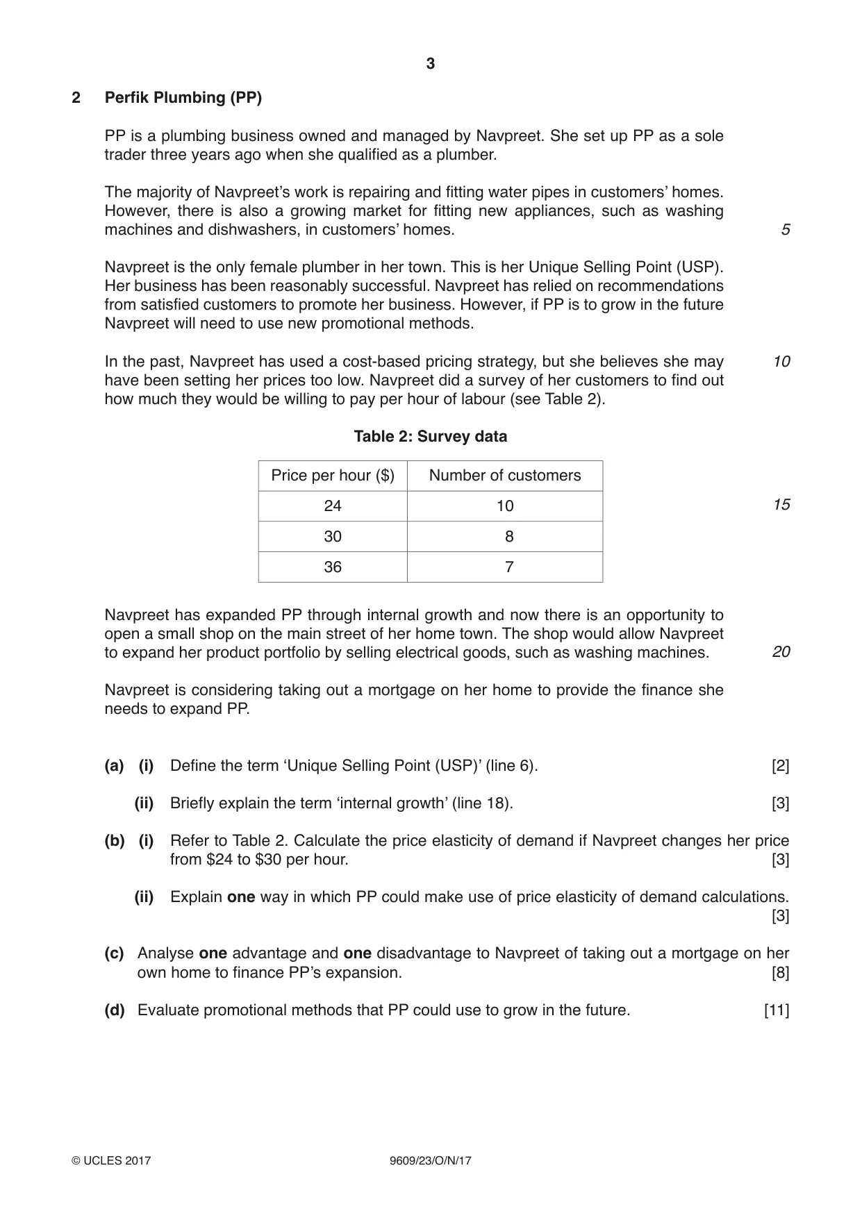 Cambridge A Level Business (for first examination in 2016) 9609 2017 Oct/Nov Paper 2 · Variant 3 question paper, page 3 of 4