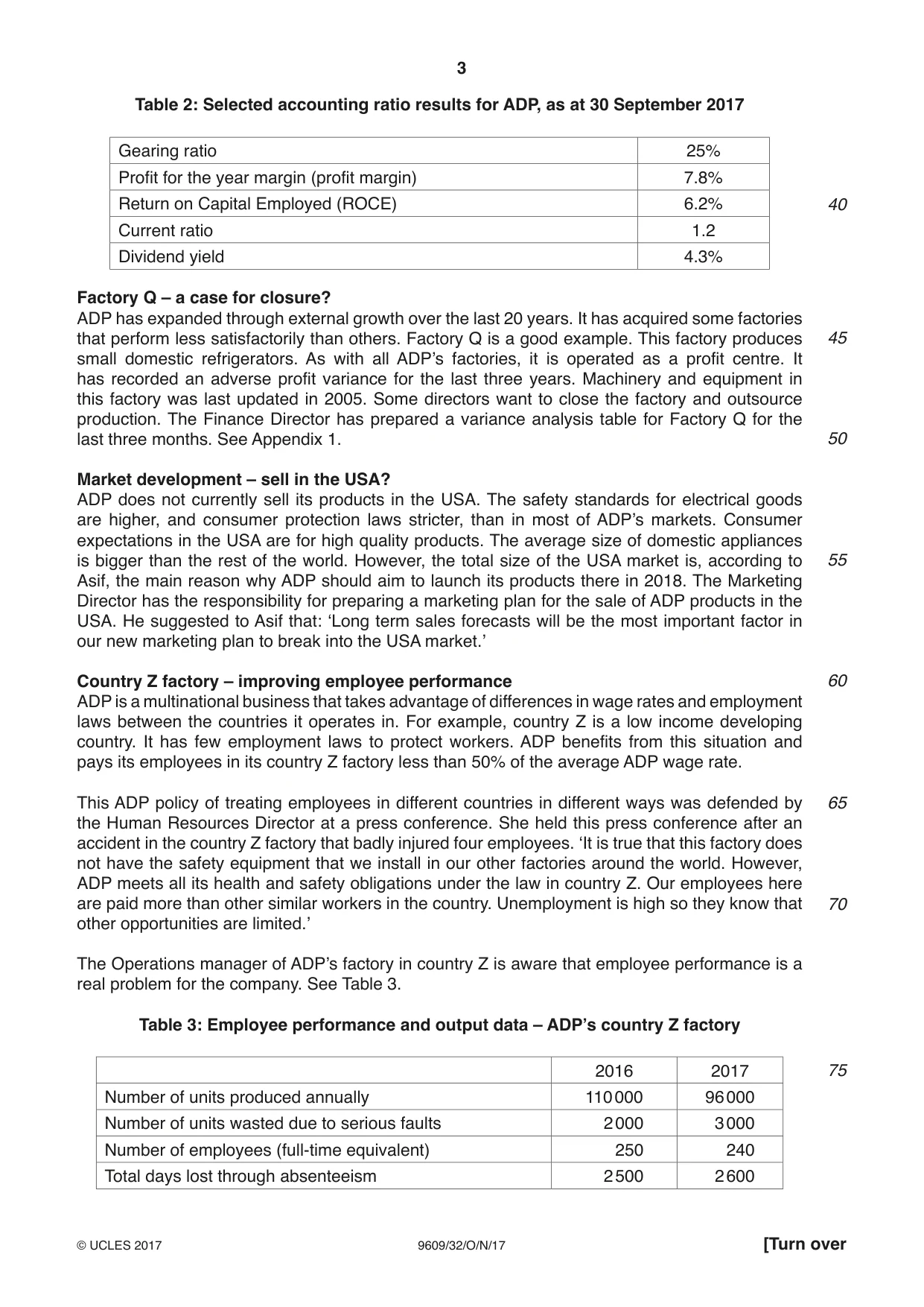 Cambridge A Level Business (for first examination in 2016) 9609 2017 Oct/Nov Paper 3 · Variant 2 question paper, page 3 of 8