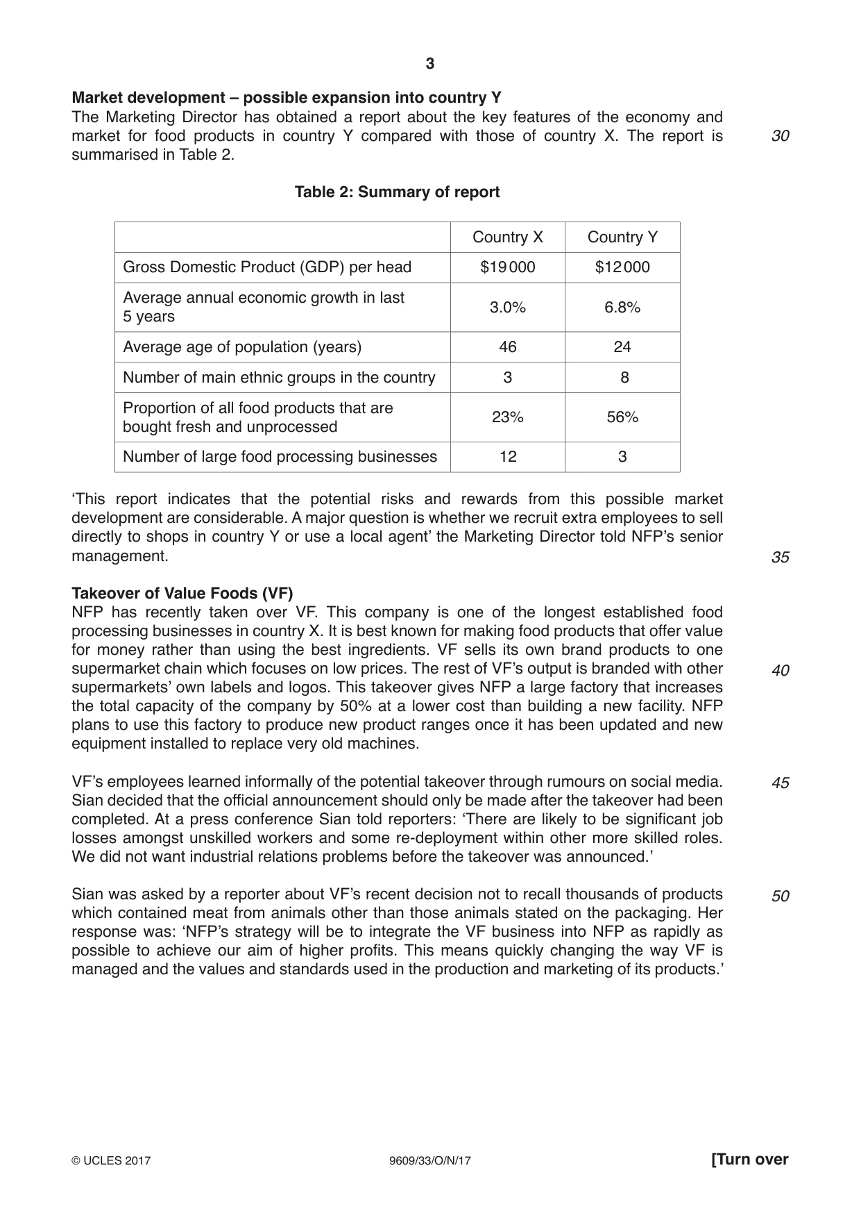 Cambridge A Level Business (for first examination in 2016) 9609 2017 Oct/Nov Paper 3 · Variant 3 question paper, page 3 of 8