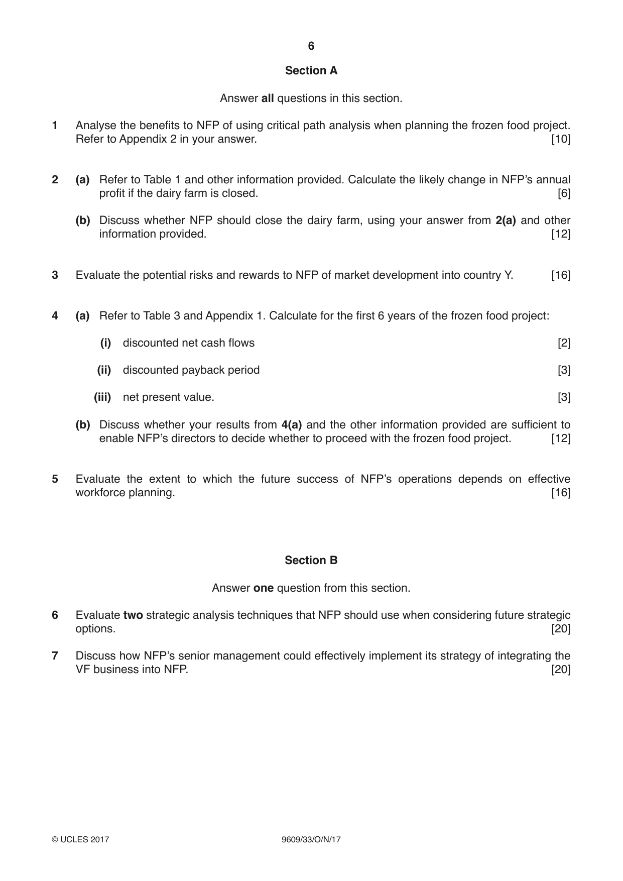 Cambridge A Level Business (for first examination in 2016) 9609 2017 Oct/Nov Paper 3 · Variant 3 question paper, page 6 of 8