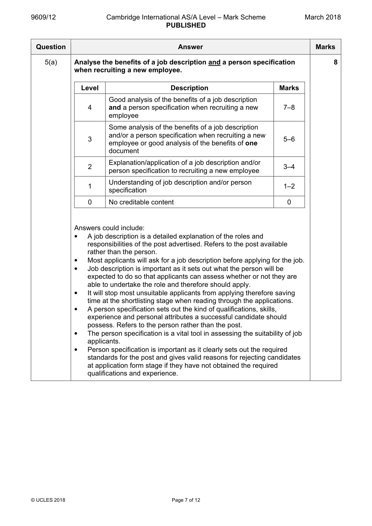 Mark scheme, page 7 of 12