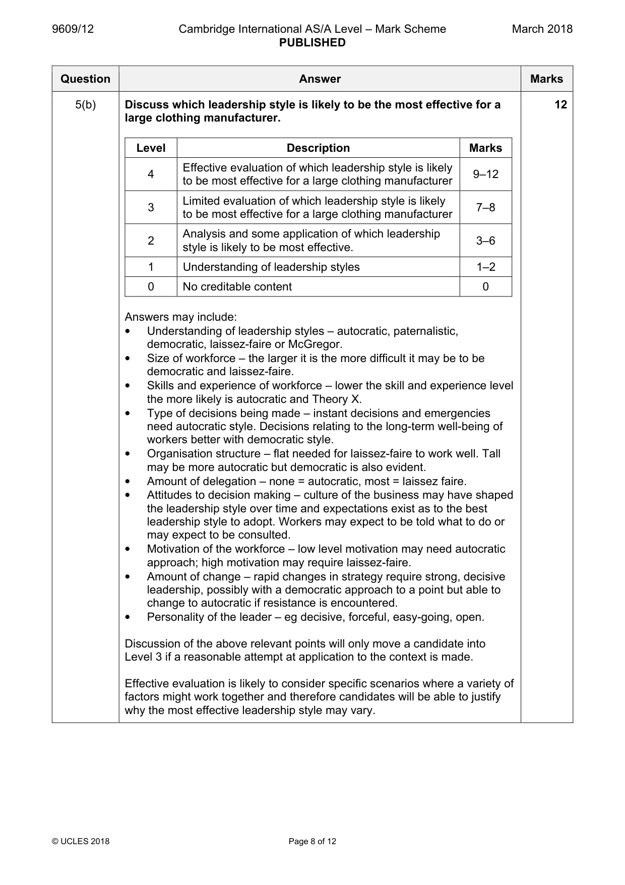 Mark scheme, page 8 of 12