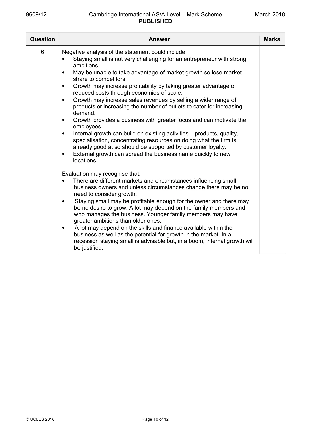 Mark scheme, page 10 of 12