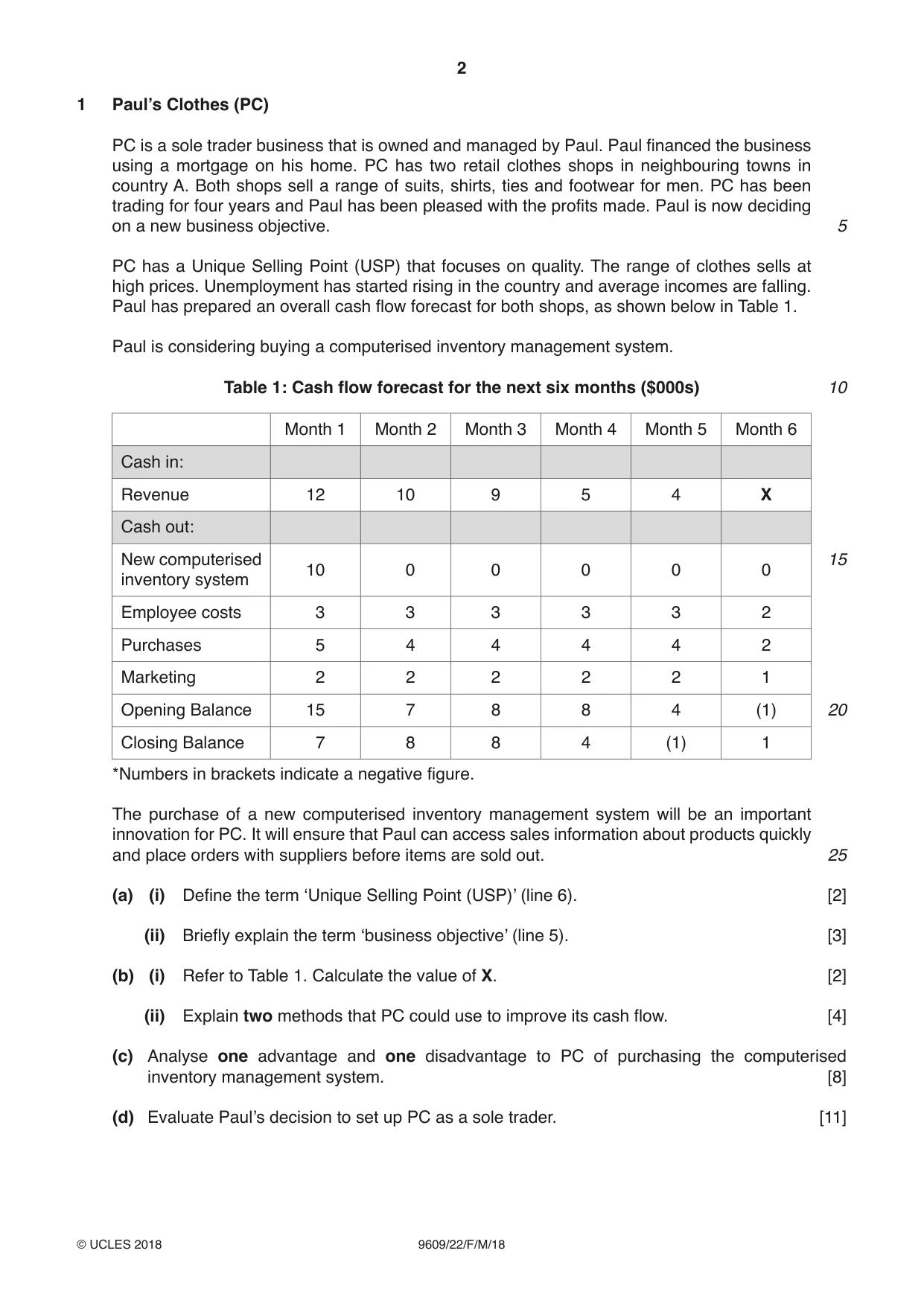 Cambridge A Level Business (for first examination in 2016) 9609 2018 Feb/March Paper 2 · Variant 2 question paper, page 2 of 4