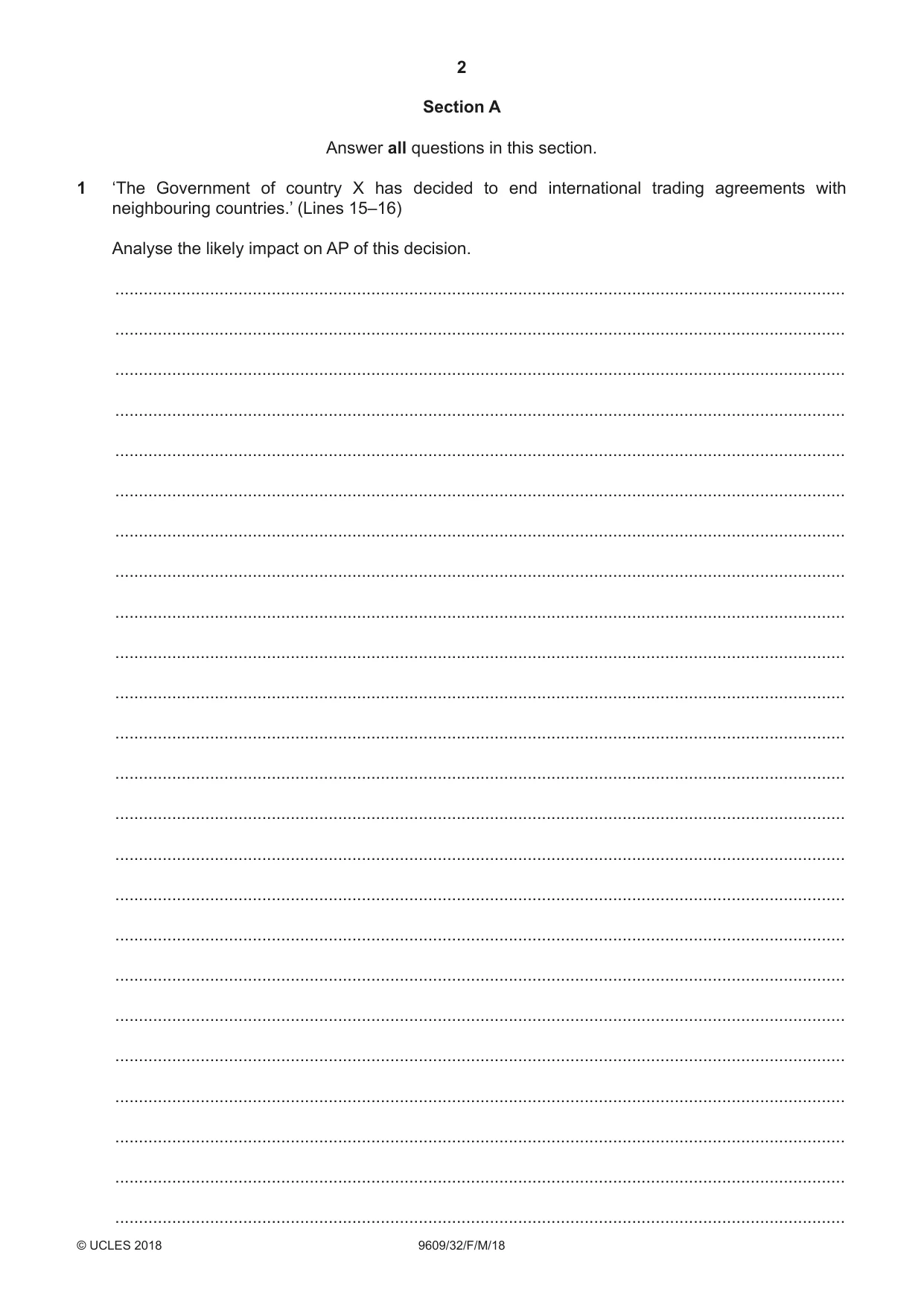 Cambridge A Level Business (for first examination in 2016) 9609 2018 Feb/March Paper 3 · Variant 2 question paper, page 2 of 20