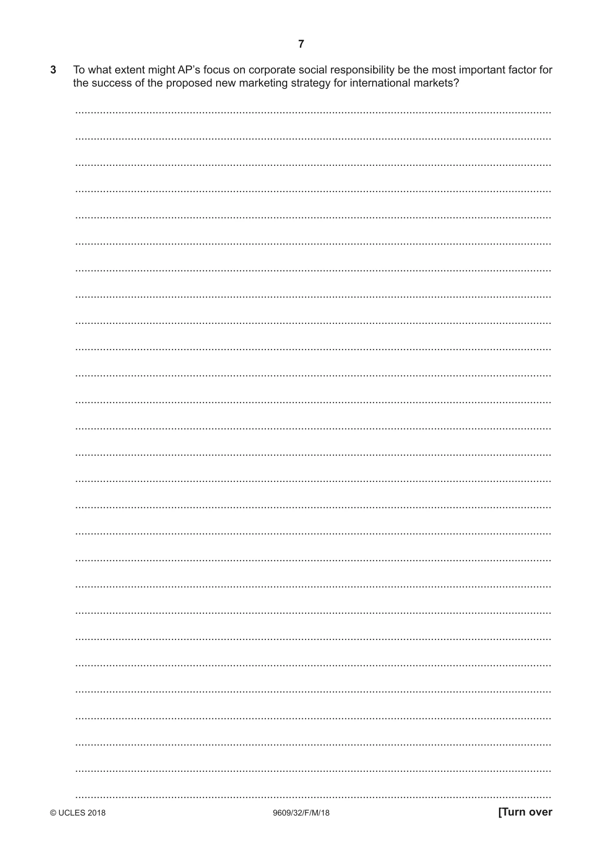Cambridge A Level Business (for first examination in 2016) 9609 2018 Feb/March Paper 3 · Variant 2 question paper, page 7 of 20