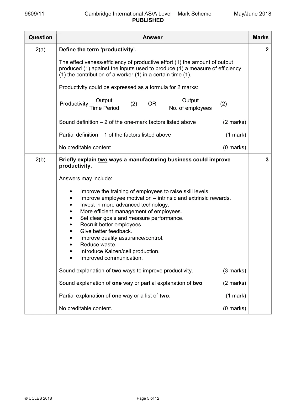 Mark scheme, page 5 of 12