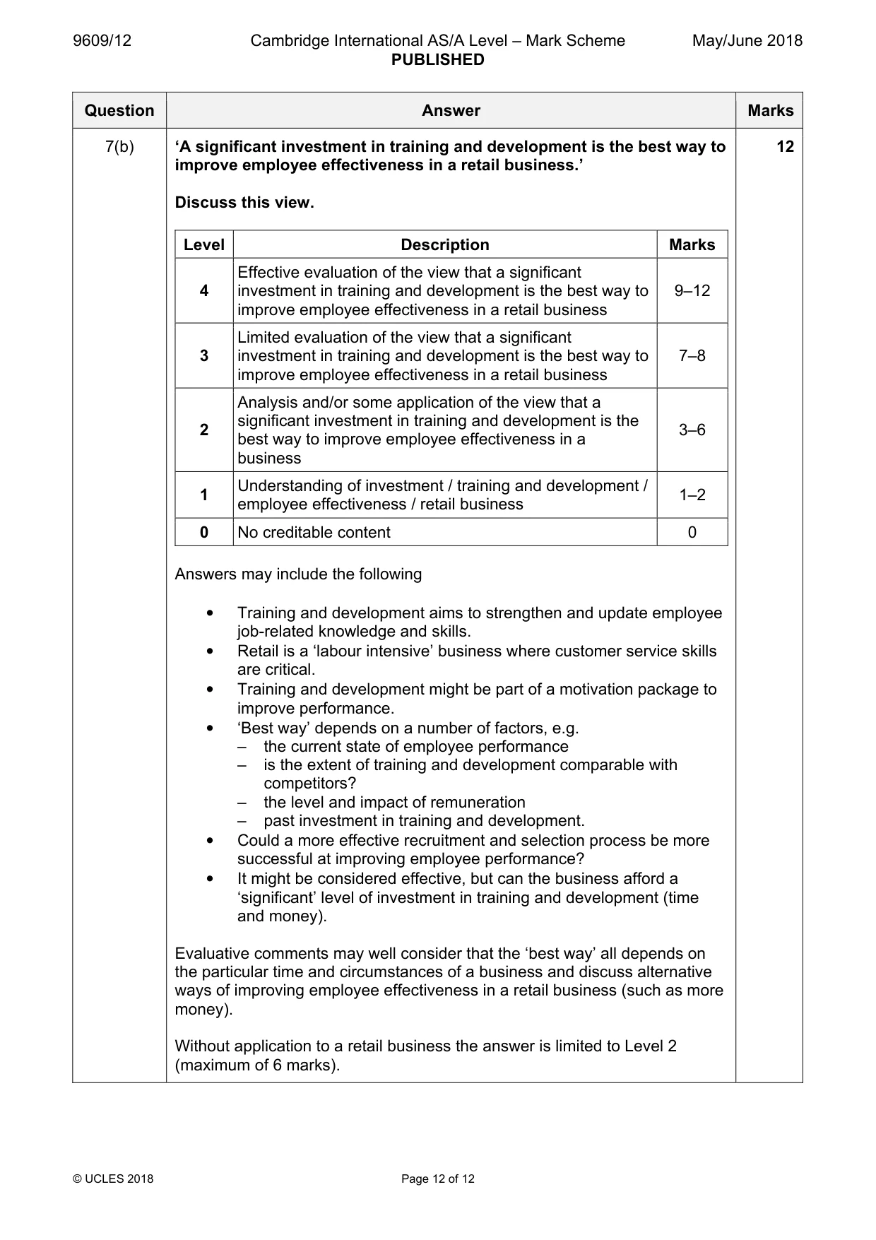 Mark scheme, page 12 of 12