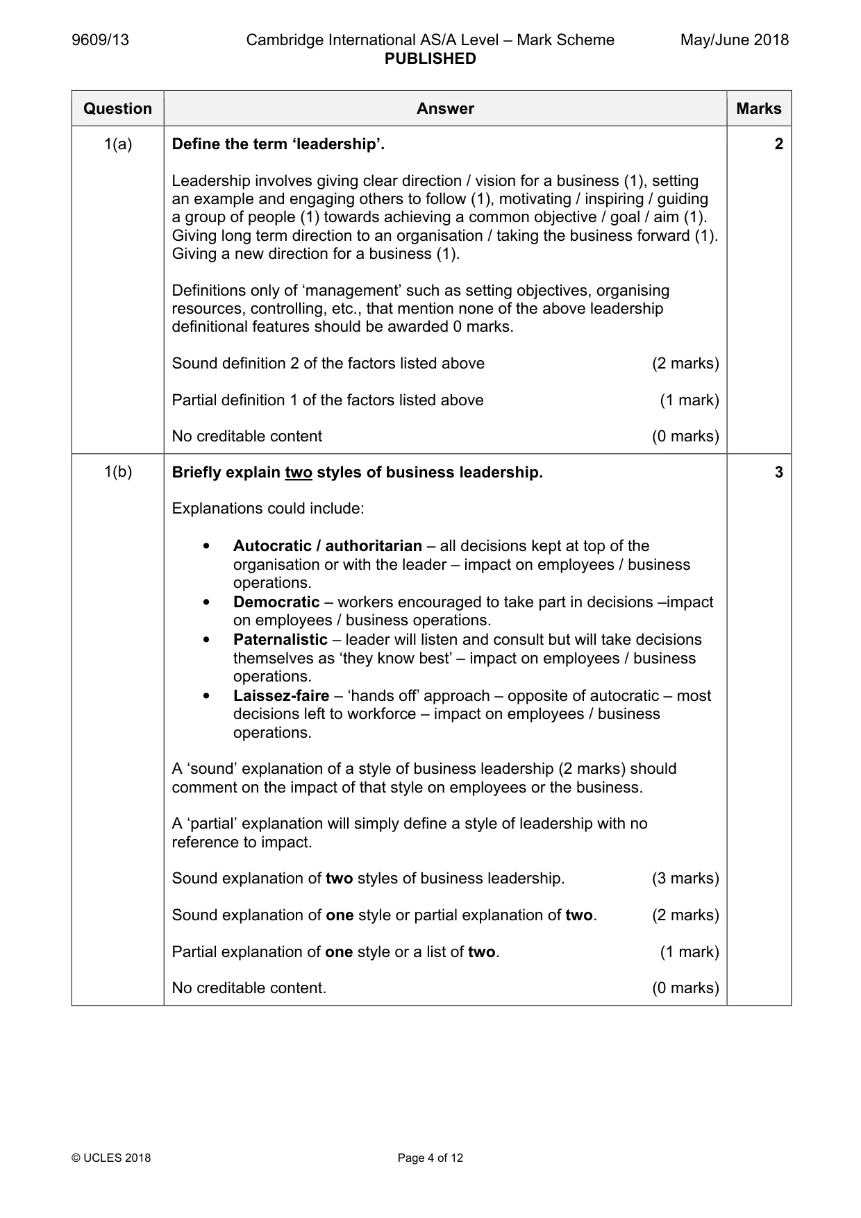 Mark scheme, page 4 of 12