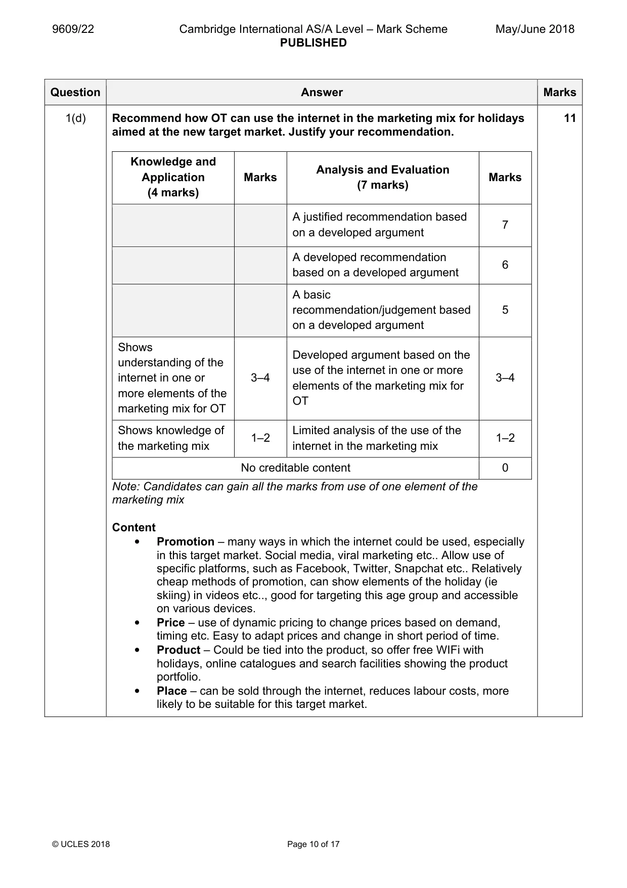 Mark scheme, page 10 of 17
