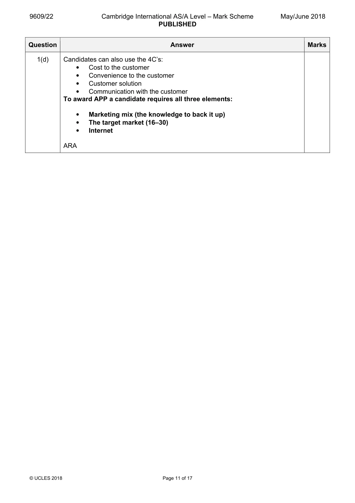 Mark scheme, page 11 of 17