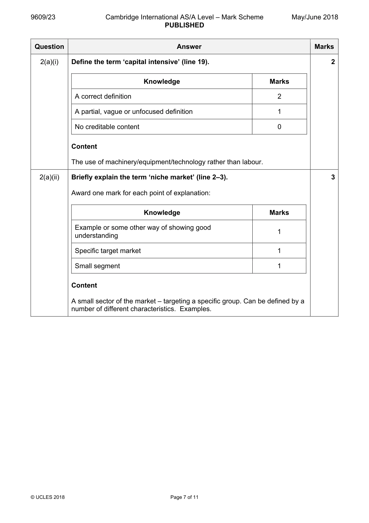 Mark scheme, page 7 of 11