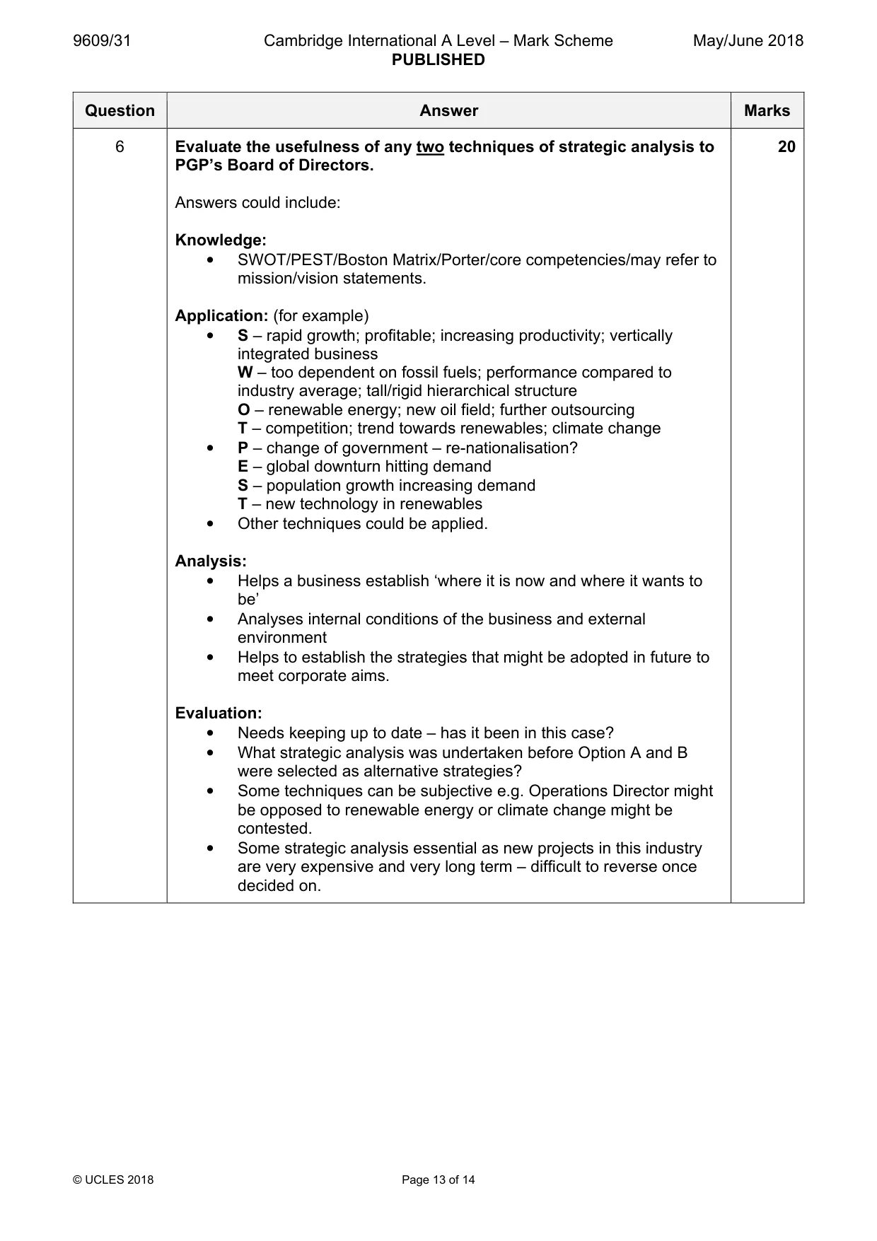 Mark scheme, page 13 of 14