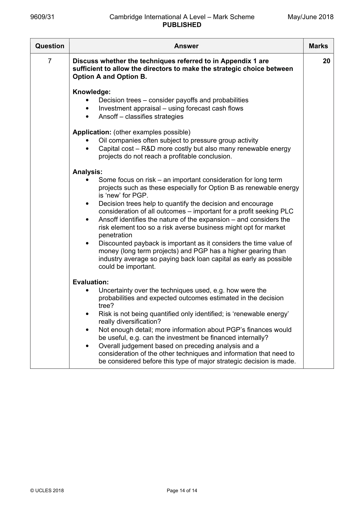 Mark scheme, page 14 of 14