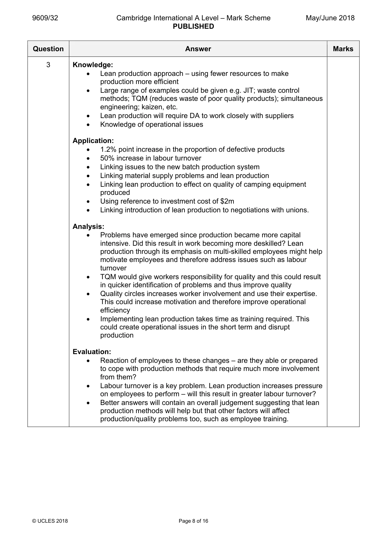 Mark scheme, page 8 of 16