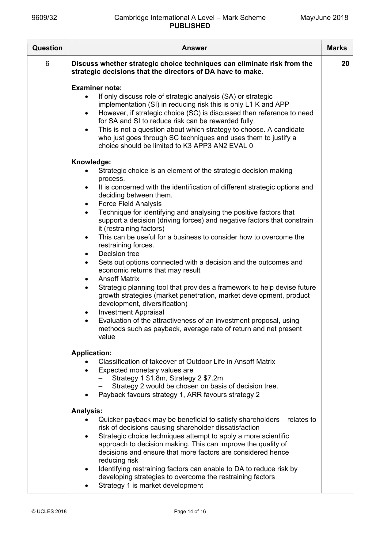 Mark scheme, page 14 of 16