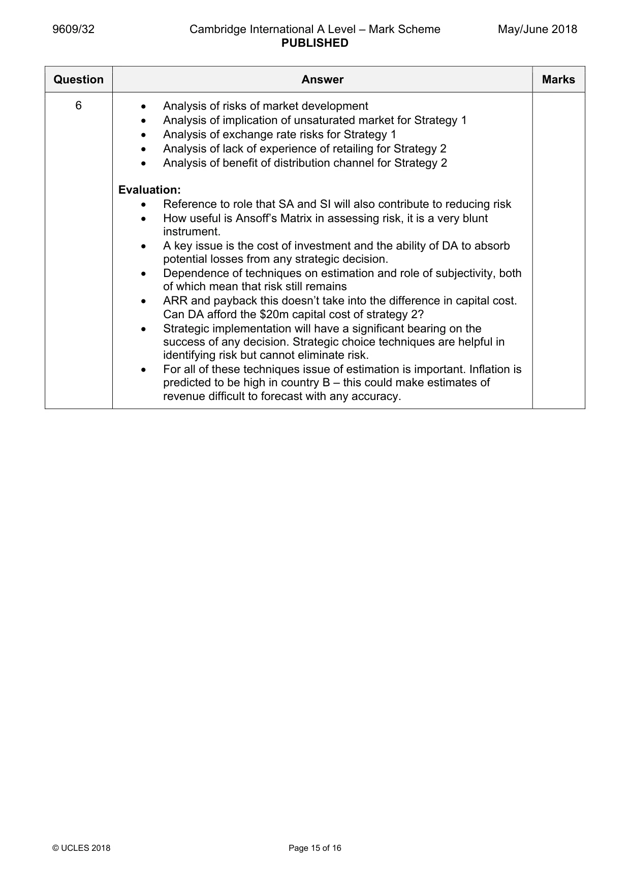 Mark scheme, page 15 of 16