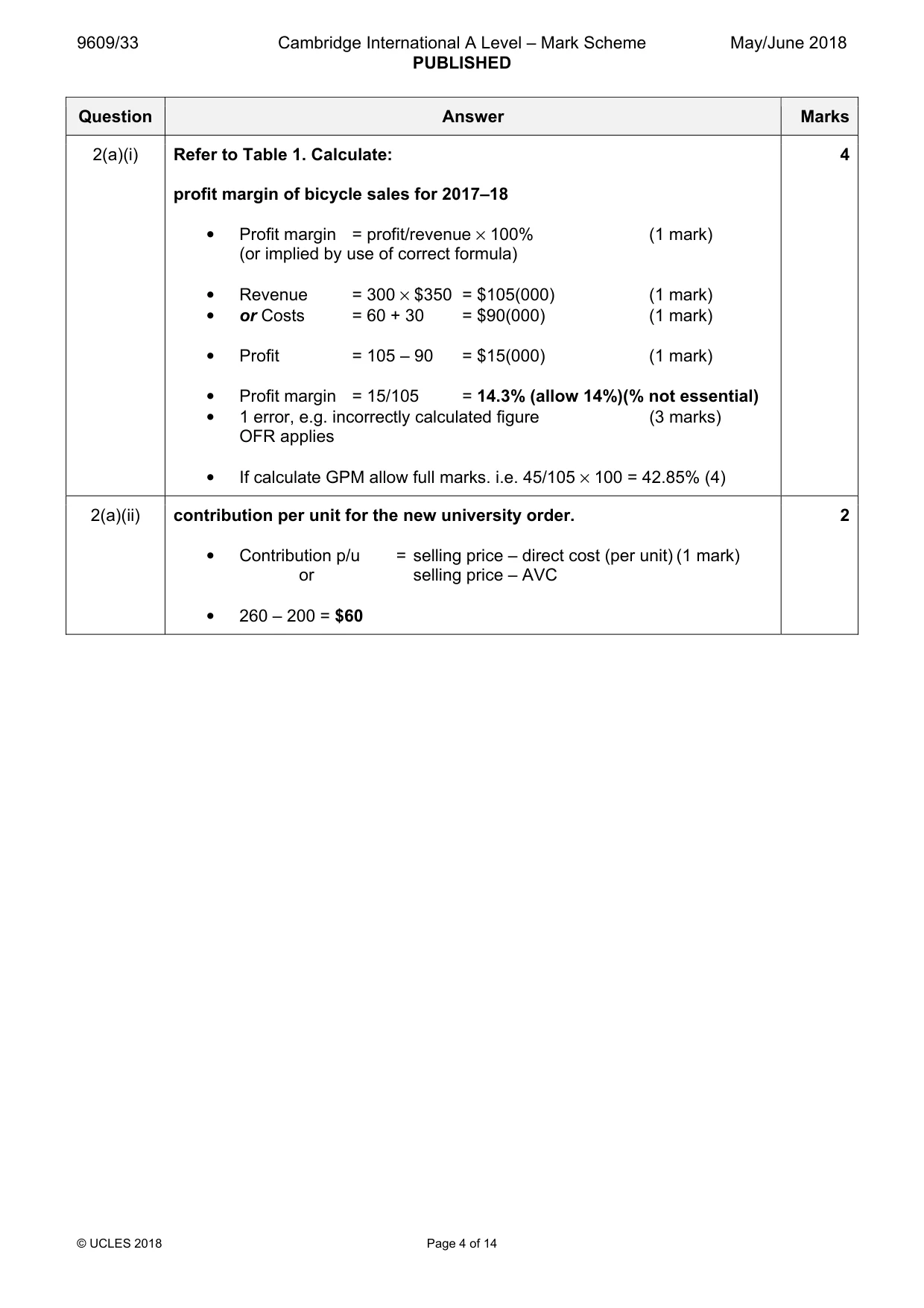 Mark scheme, page 4 of 14
