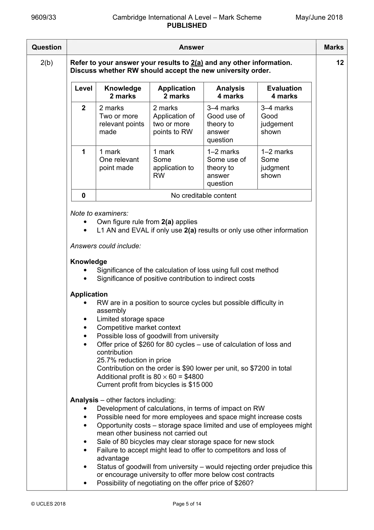 Mark scheme, page 5 of 14
