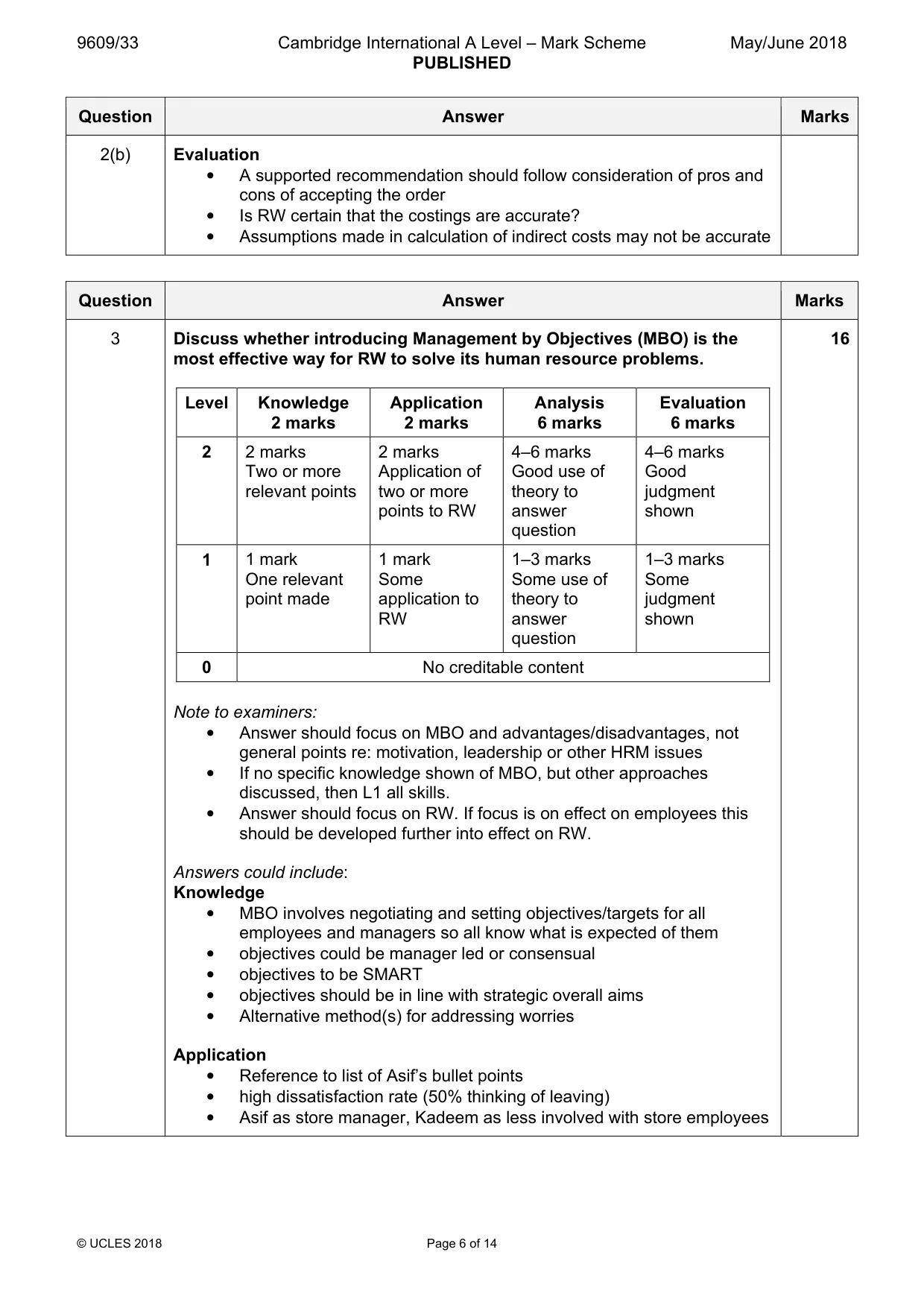 Mark scheme, page 6 of 14