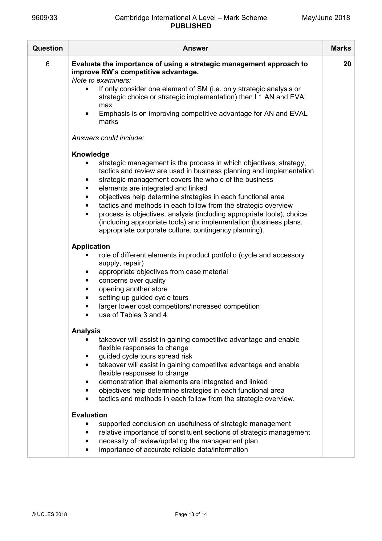 Mark scheme, page 13 of 14