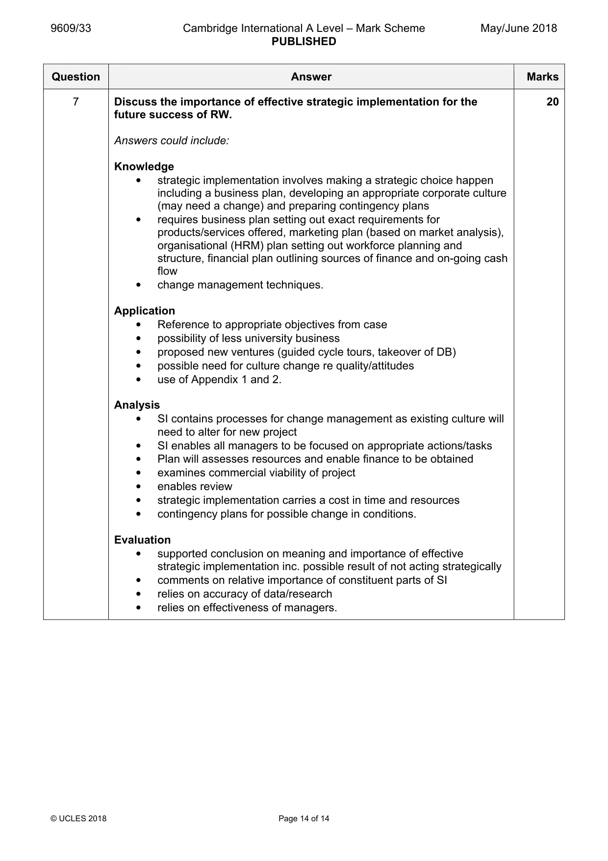 Mark scheme, page 14 of 14