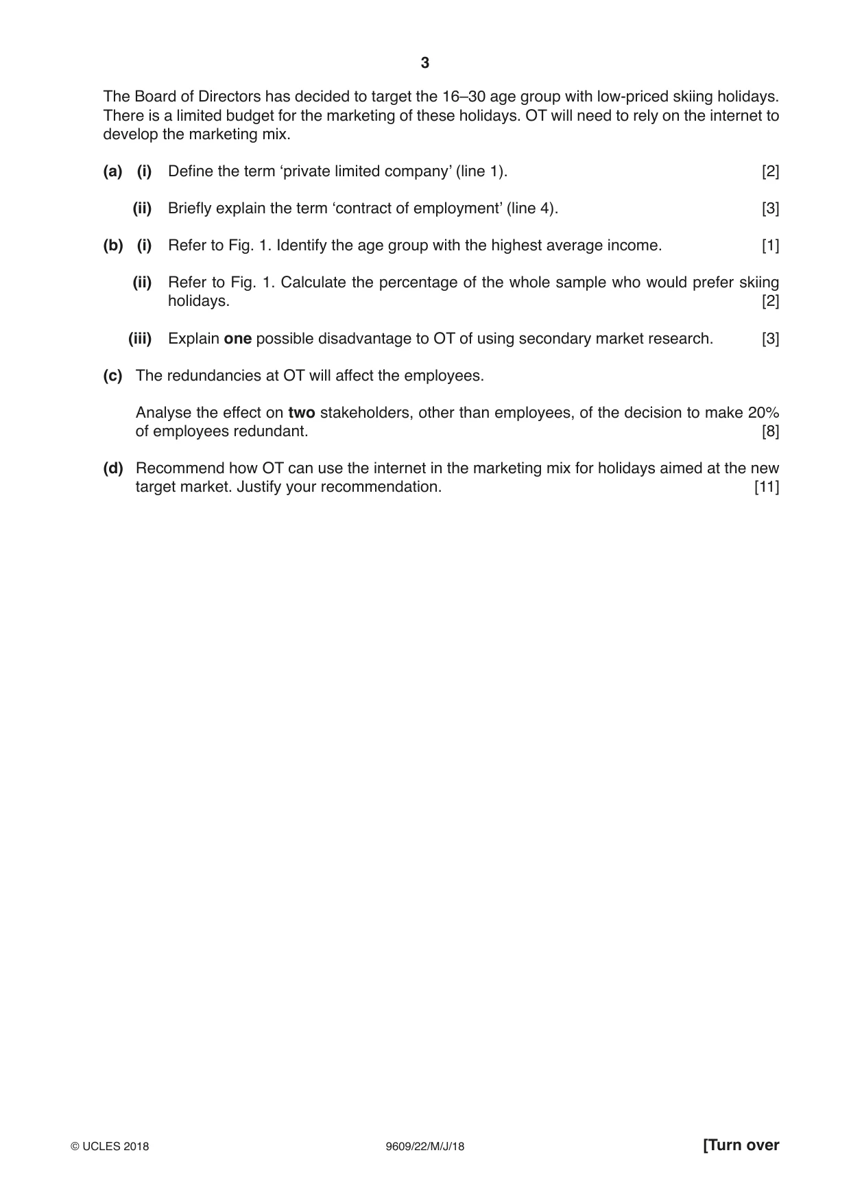 Cambridge A Level Business (for first examination in 2016) 9609 2018 May/June Paper 2 · Variant 2 question paper, page 3 of 4