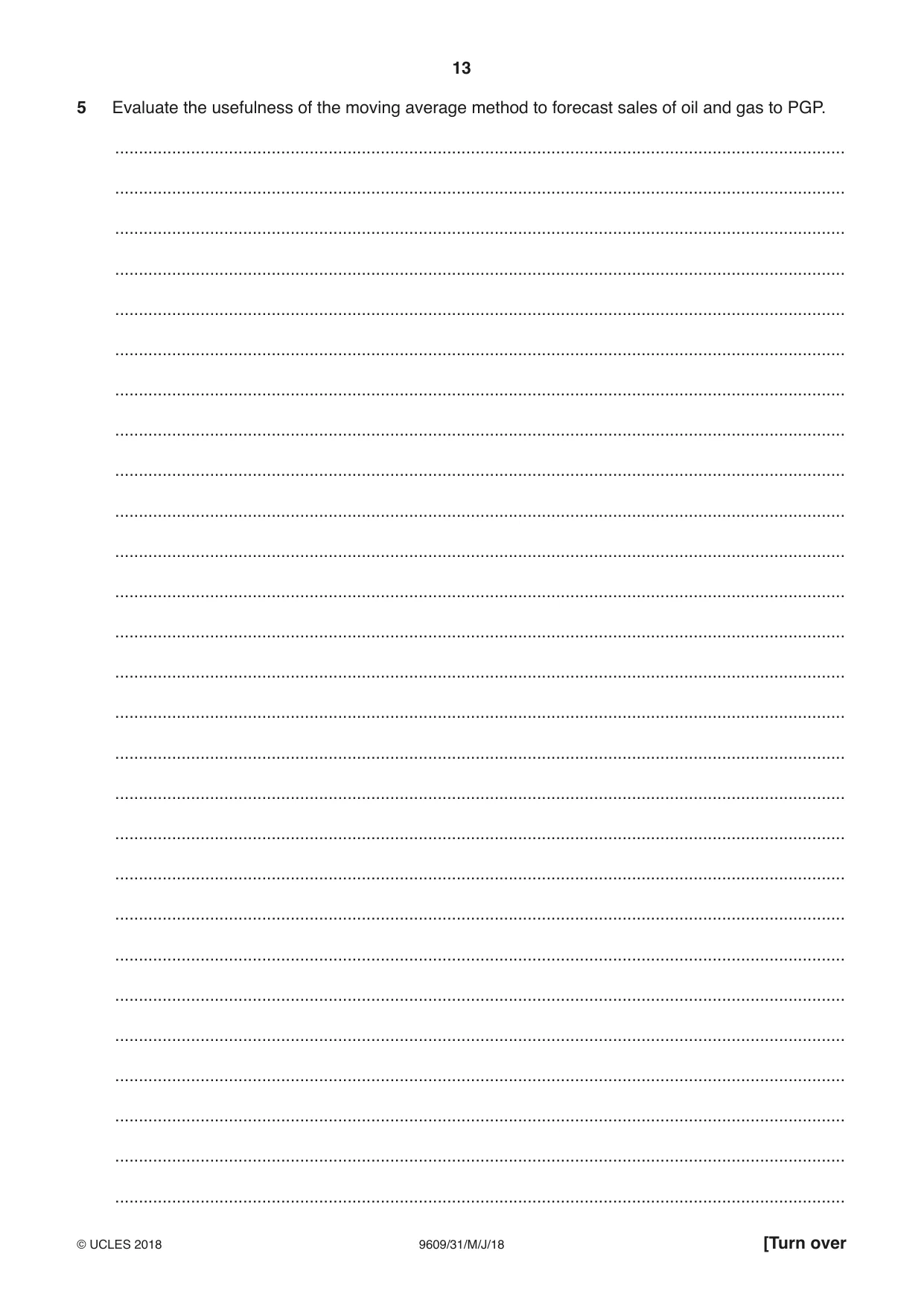Cambridge A Level Business (for first examination in 2016) 9609 2018 May/June Paper 3 · Variant 1 question paper, page 13 of 20