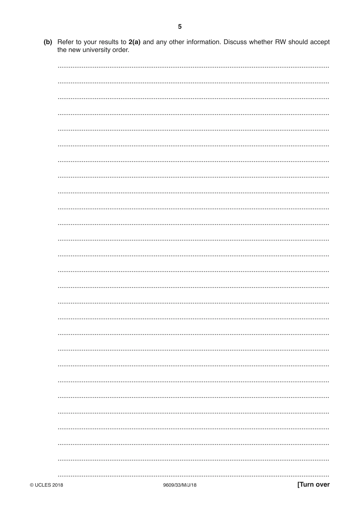 Cambridge A Level Business (for first examination in 2016) 9609 2018 May/June Paper 3 · Variant 3 question paper, page 5 of 20